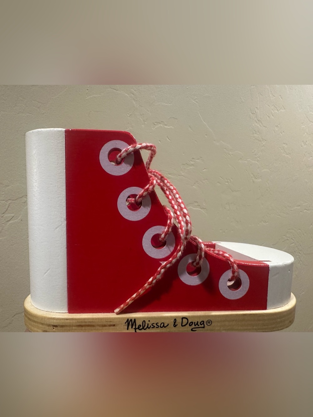 Melissa & Doug Red and White Lacing Shoe Toy